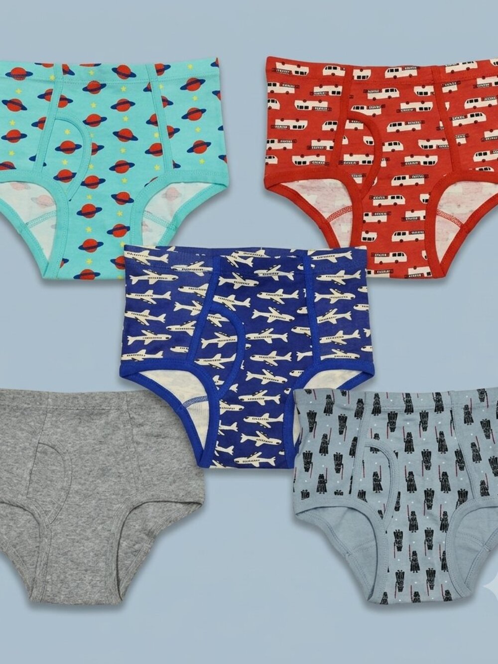 Runner 1 XL Boys Briefs Underwear 5 Pack Space Airplanes Sci-Fi Cotton